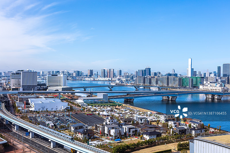 鸟瞰图东京丰，日本在白天。图片素材