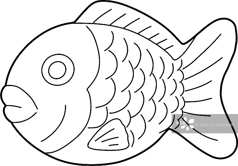 透明背景上的鱼的孤立插图。日本的街头食品。手绘剪纸艺术图片素材