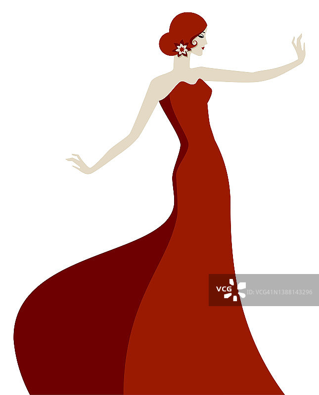 穿红裙子的西班牙舞者图片素材