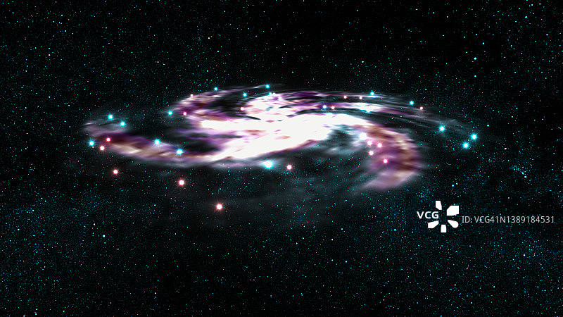 宇宙某处的螺旋星系(3d渲染)图片素材