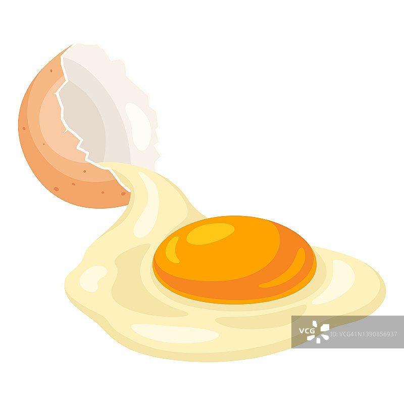 破碎的鸡蛋壳和液体鸡蛋的插图。食品和农业行业的图片。图片素材