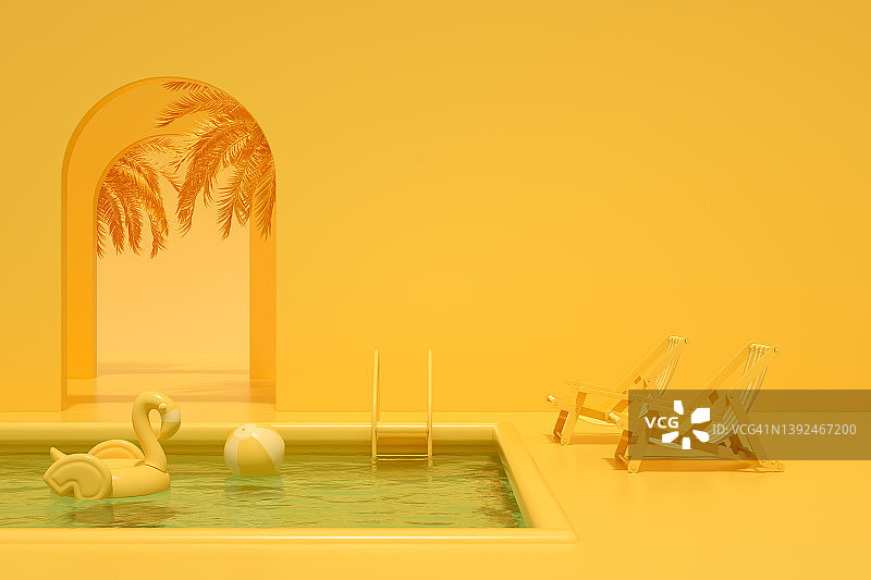 游泳池暑假游黄背景图片素材
