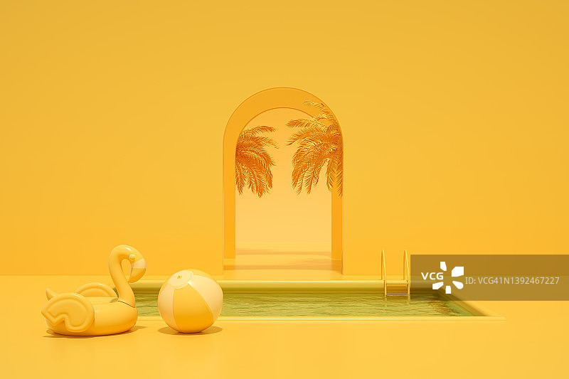 游泳池暑假游黄背景图片素材