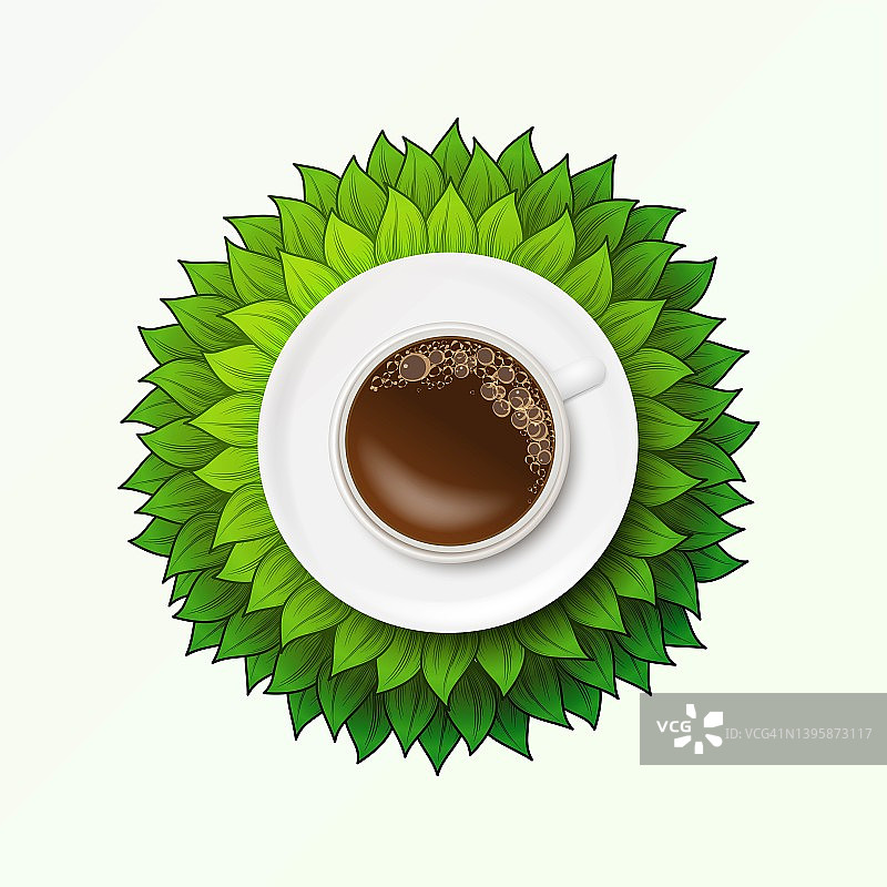 绿草咖啡杯背景图片素材