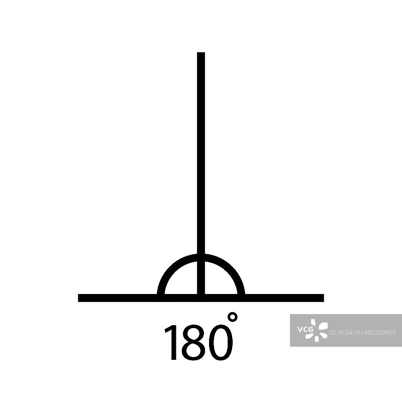 180度角。180度直角图标。计量、数学、几何和数学的符号。向量图片素材