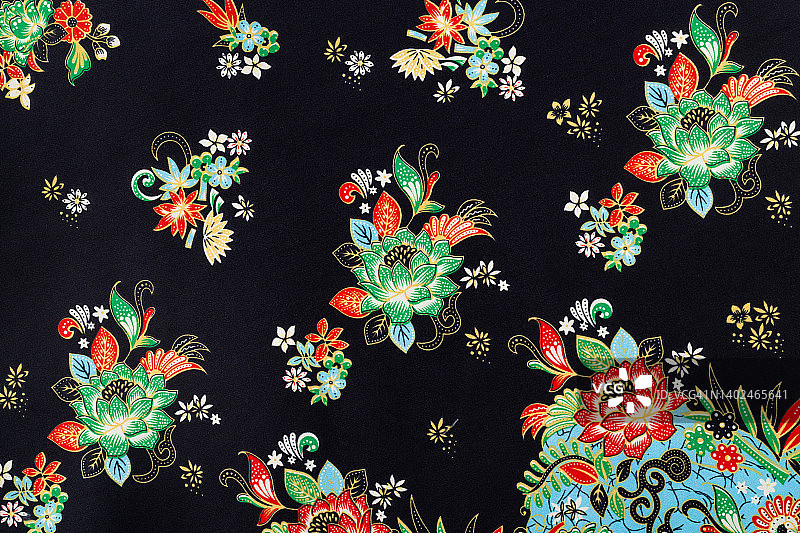 全框泰国丝绸传统图案纺织品和纹理背景。图片素材