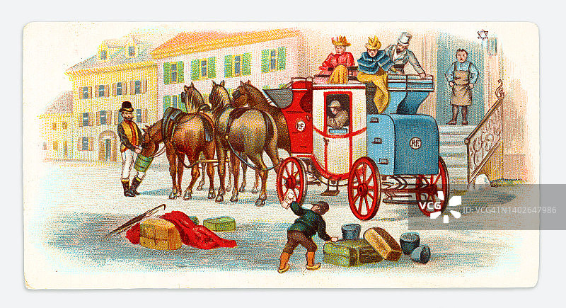 马车在法国运输新艺术插图图片素材