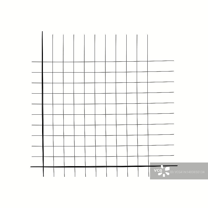 方格纸。数学图形。笛卡尔坐标系，x轴，y轴。带有彩色线条的方形背景。几何图案用于学校、教育。透明背景上的内衬空白图片素材