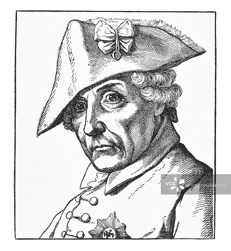 普鲁士腓特烈大帝的肖像，腓特烈大帝二世-普鲁士国王图片素材