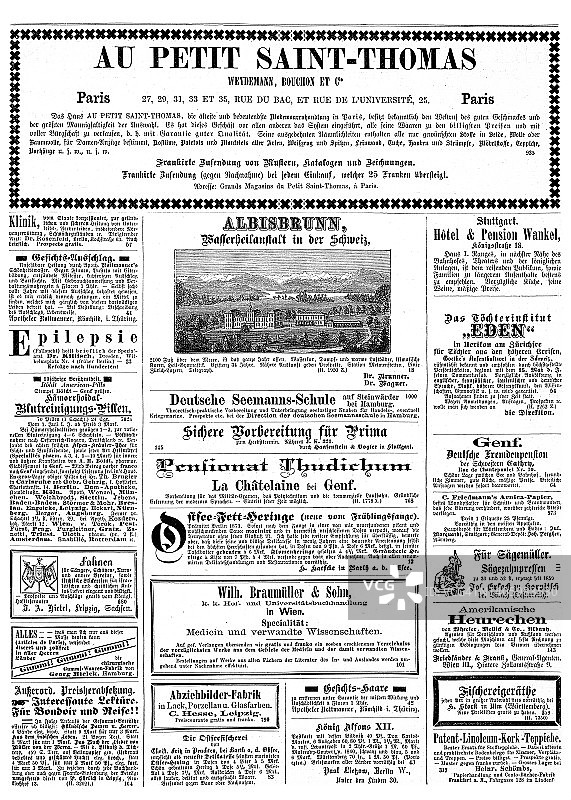 1875年德国杂志上的广告，包括阿尔比斯布伦温泉图片素材