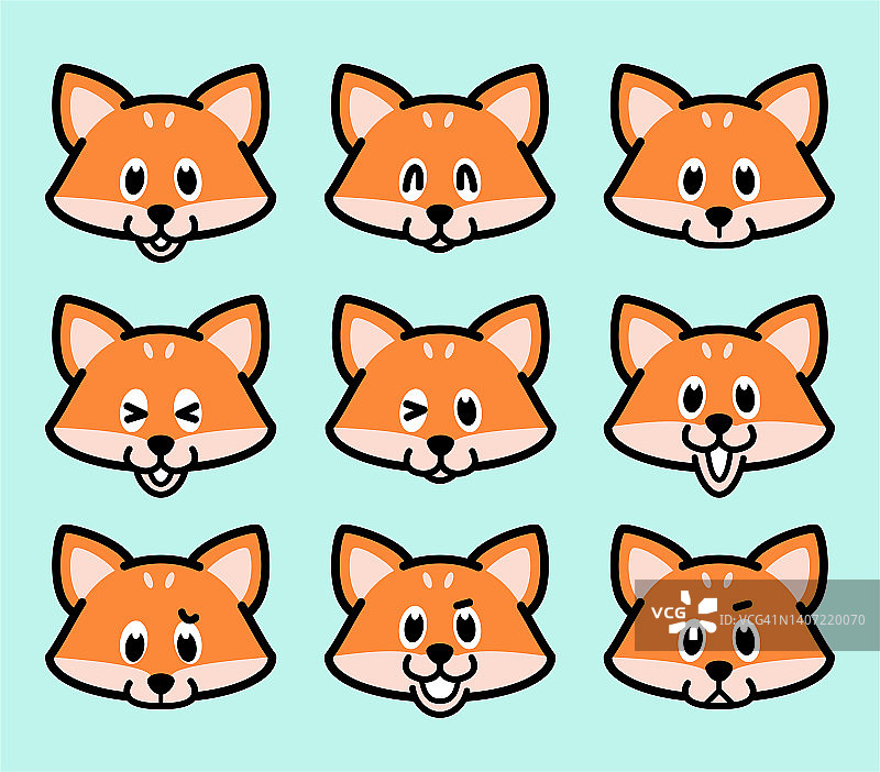 可爱的表情图标的狐狸或柴犬狗图片素材