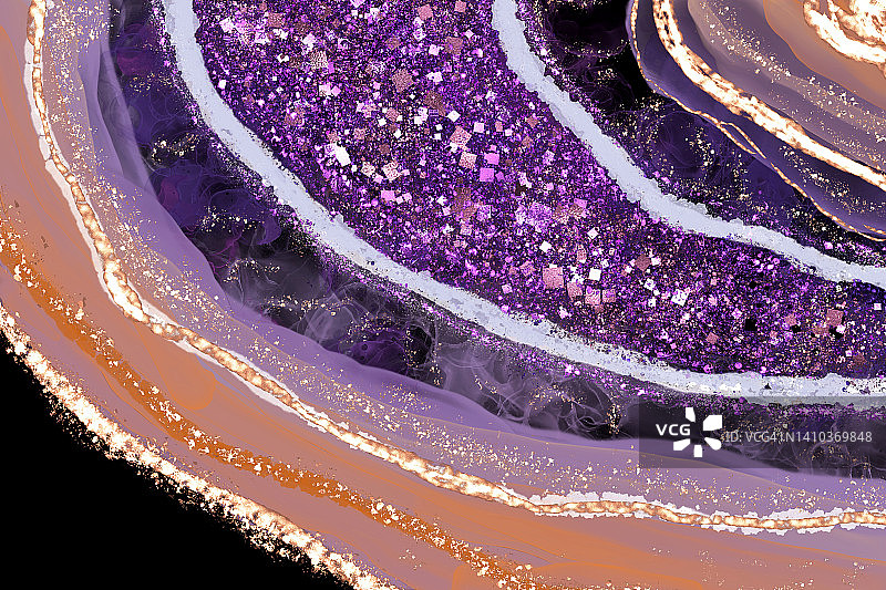 紫色玛瑙石对的横截面细节图片素材