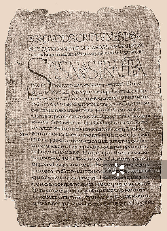 圣奥古斯丁六年的纸莎草手稿。公元图片素材