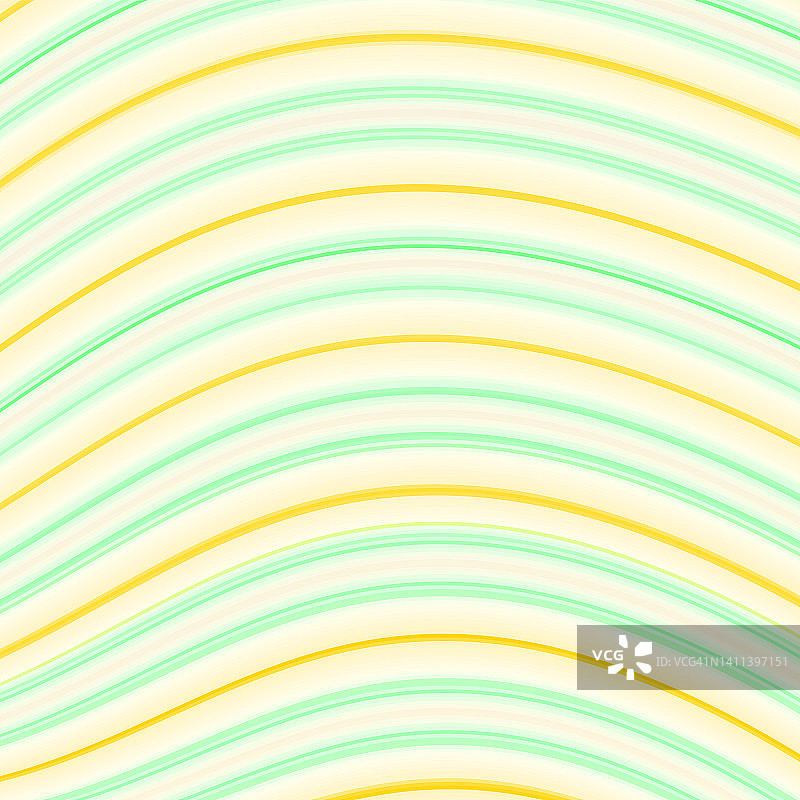 浅绿色，黄色的曲线条纹。彩色的条纹图案。平滑的梯度，模糊的效果。薄曲线。抽象的设计。矢量背景在复古风格。EPS10插图图片素材