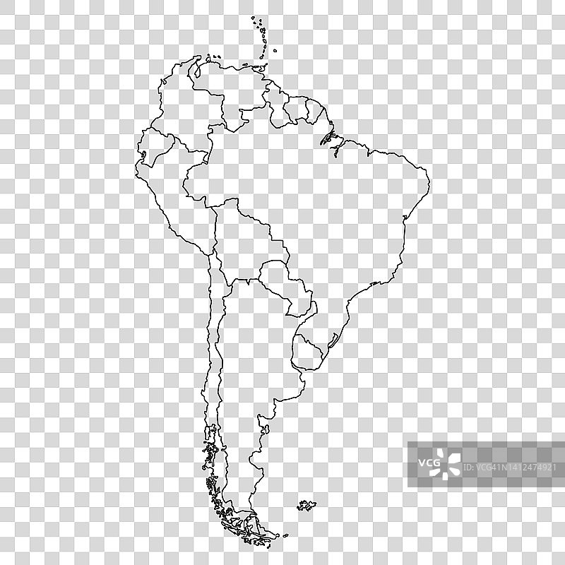 南美洲地图与细节上的透明背景。图片素材