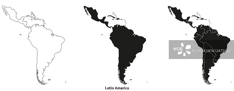 南美洲和中美洲地图。图片素材