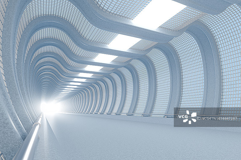 3D渲染，隧道建筑空间图片素材