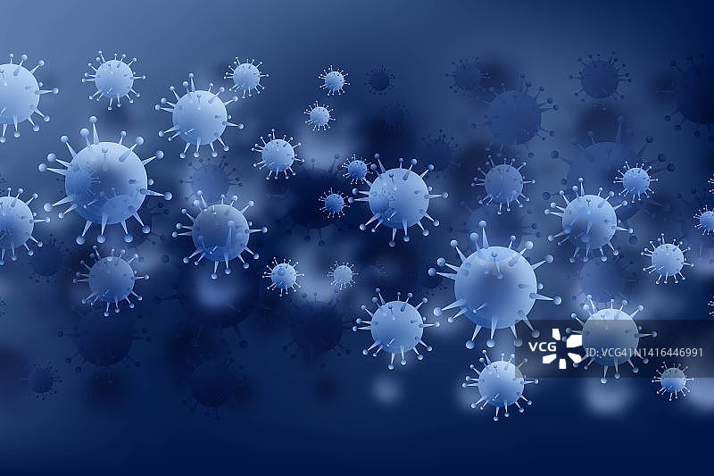 细菌或病毒感染流感蓝色背景图片素材