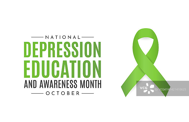 全国抑郁症教育和意识月卡，十月。向量图片素材