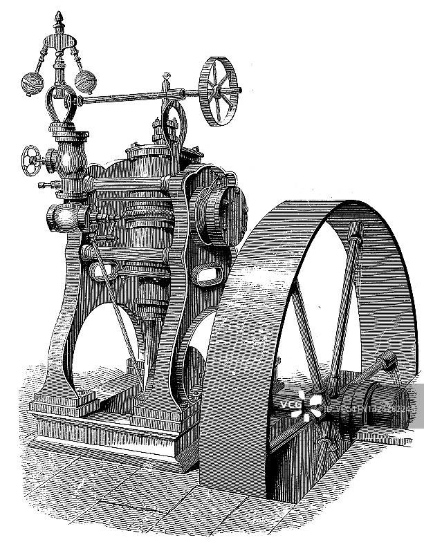 古董插图，应用力学:蒸汽动力振荡机，麦金托什图片素材