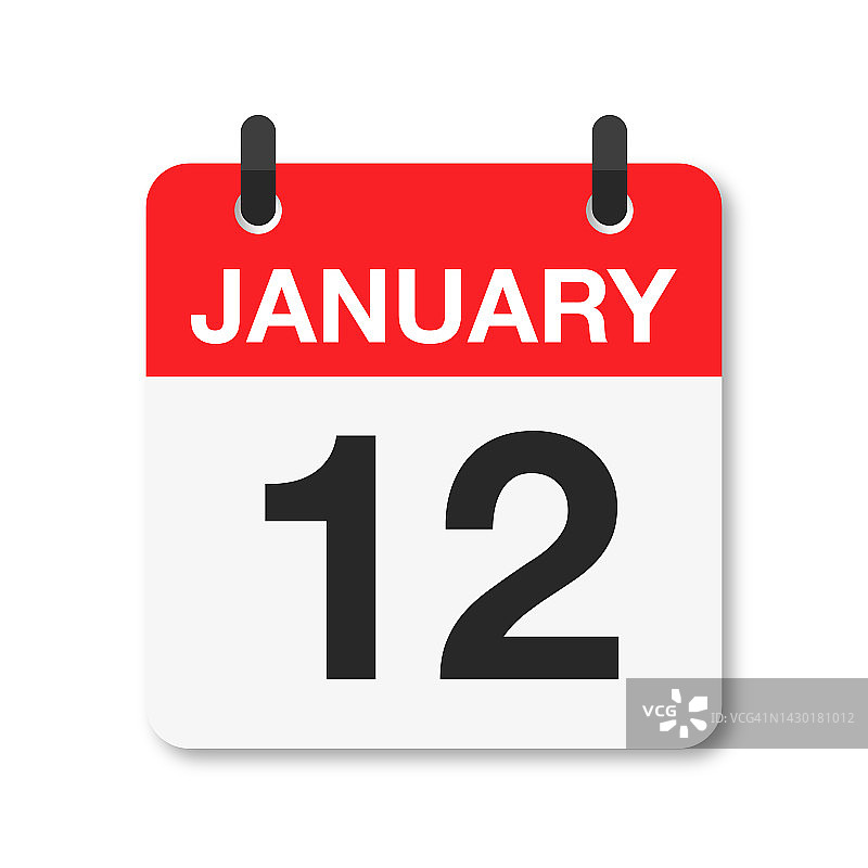 1月12日-每日日历图标-白色背景图片素材