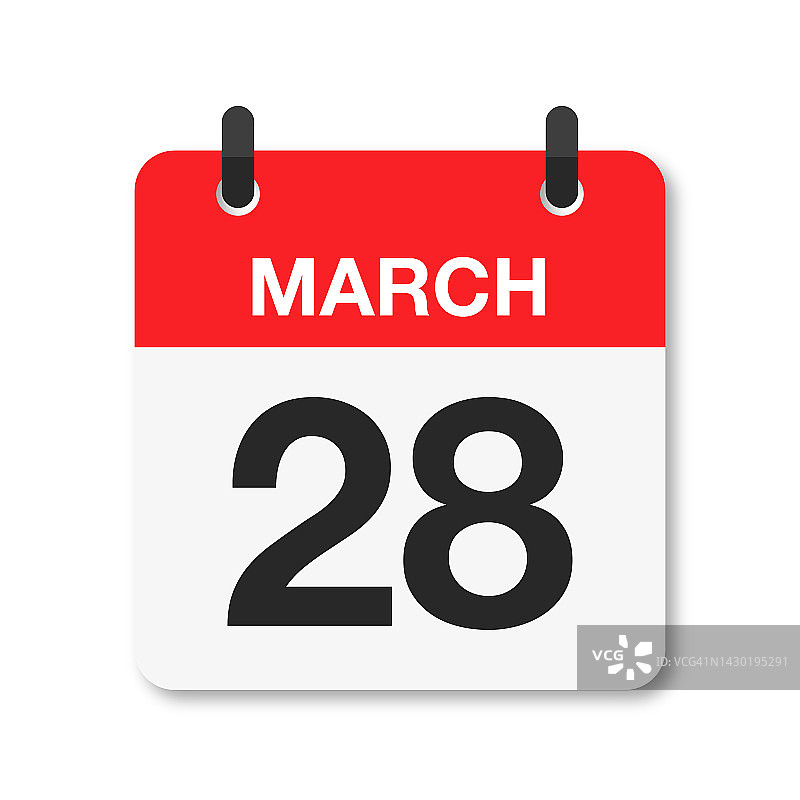 3月28日-每日日历图标-白色背景图片素材