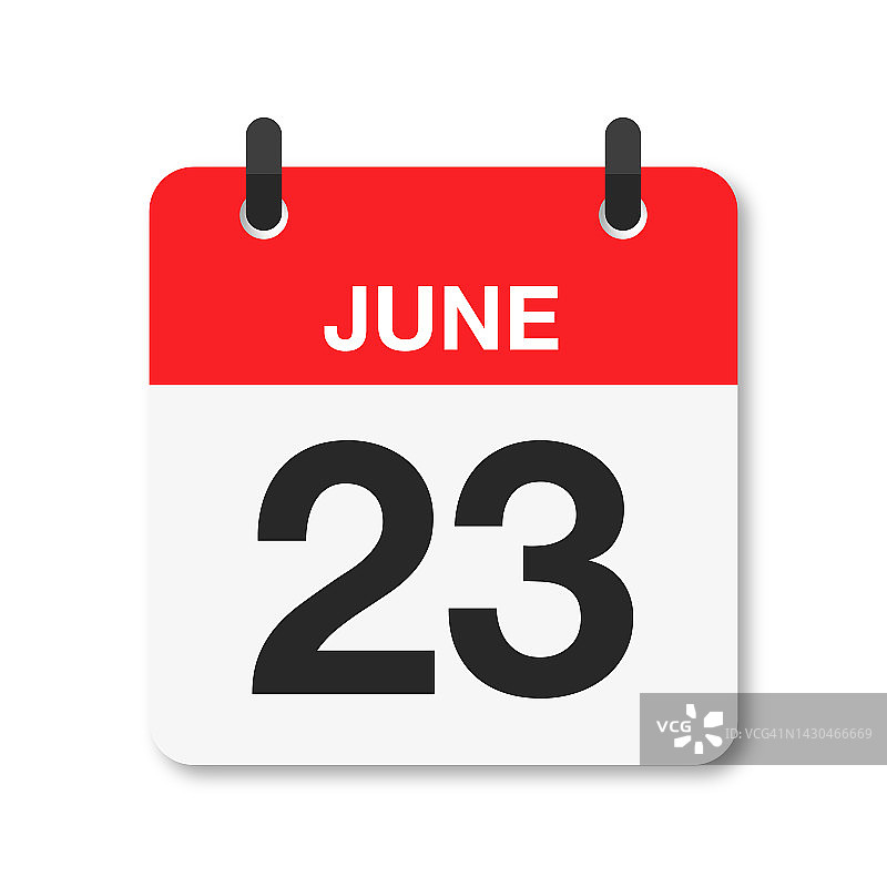 6月23日-每日日历图标-白色背景图片素材
