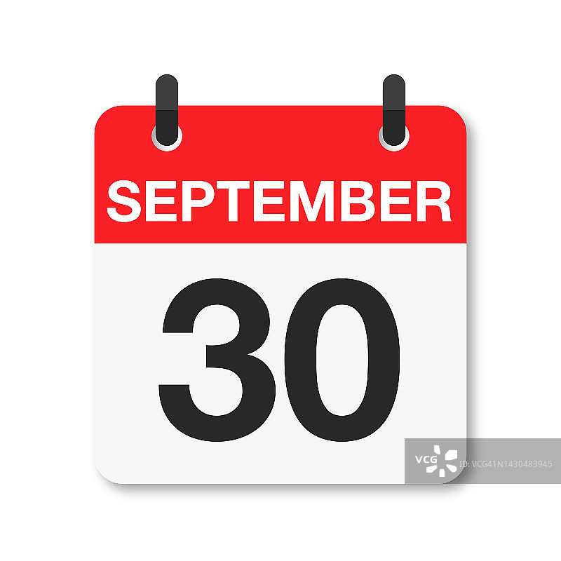 9月30日-每日日历图标-白色背景图片素材