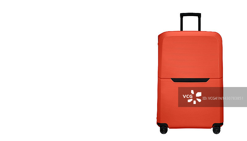 白色背景下的红色行李箱图片素材