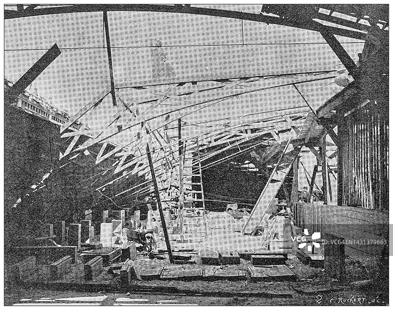 古色古香的图片:自然灾害，1897年6月18日在巴黎的旋风风暴，乌塞内·科伊格内，阿涅尔图片素材