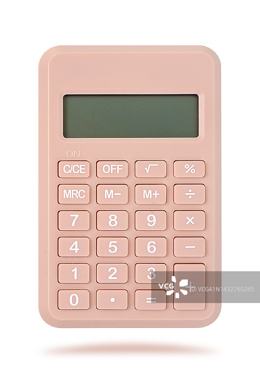 计算器粉色颜色隔离在白色背景上，裁剪路径。图片素材