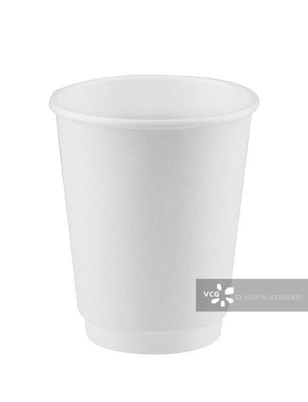 真正的纸咖啡杯隔离。图片素材