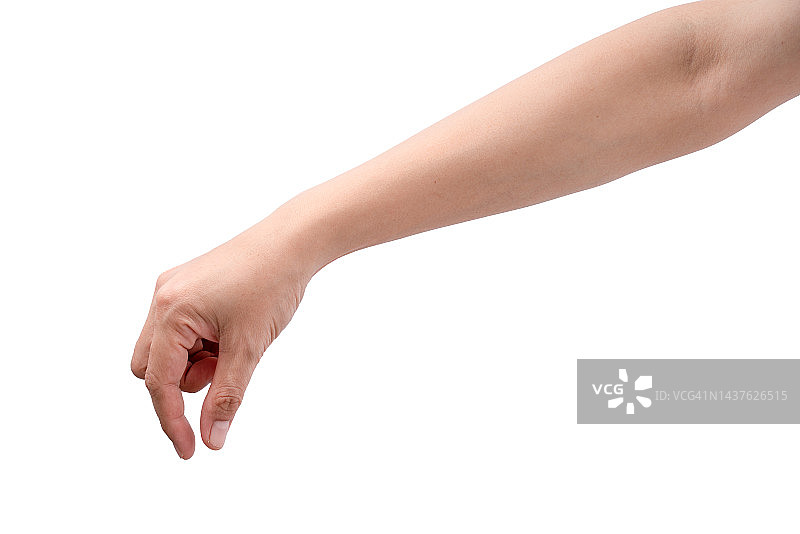 女人的手在白色背景上做手势图片素材