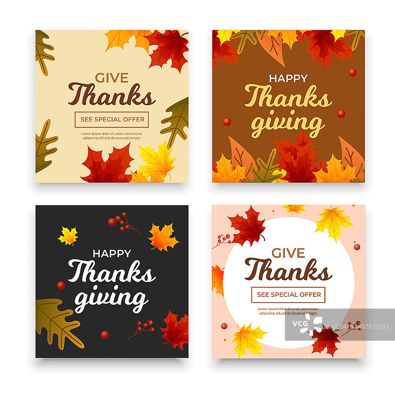 感恩节卡片背景，感恩节社交媒体模板图片素材