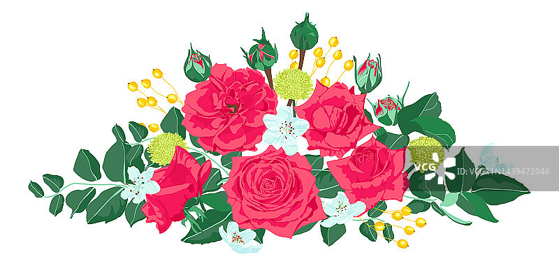 婚礼卡片邀请设计，矢量玫瑰。图片素材
