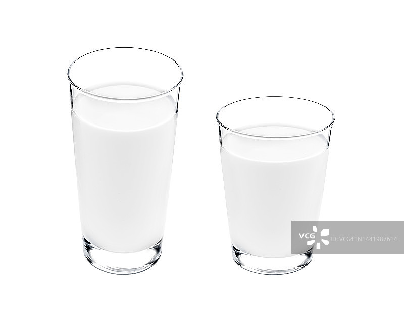 一杯新鲜的牛奶分离在白色图片素材