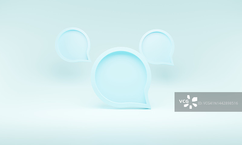 3d社交媒体通知图标在聊天泡泡蓝色背景3d插图渲染图片素材