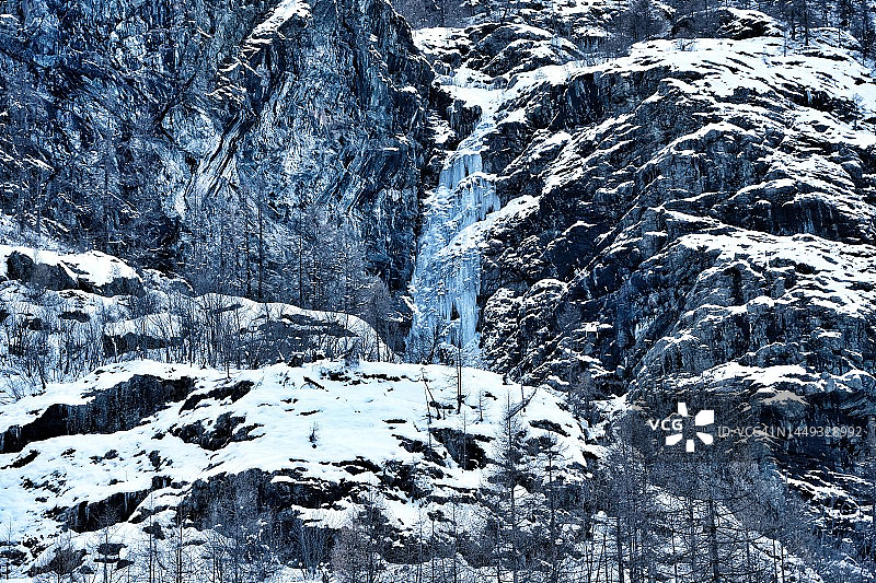 冰瀑，高山寒霜图片素材