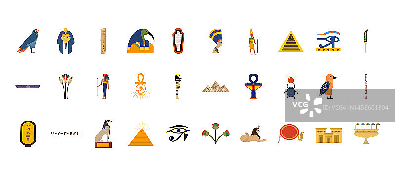 古埃及圣像套装图片素材