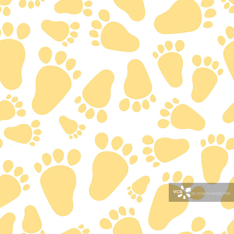 宝宝的脚印孤立无痕。可爱的新生婴儿面料印花模板。图片素材