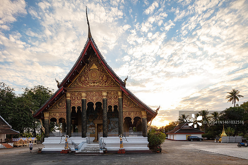 老挝琅勃拉邦的Mahathat寺，2023年图片素材
