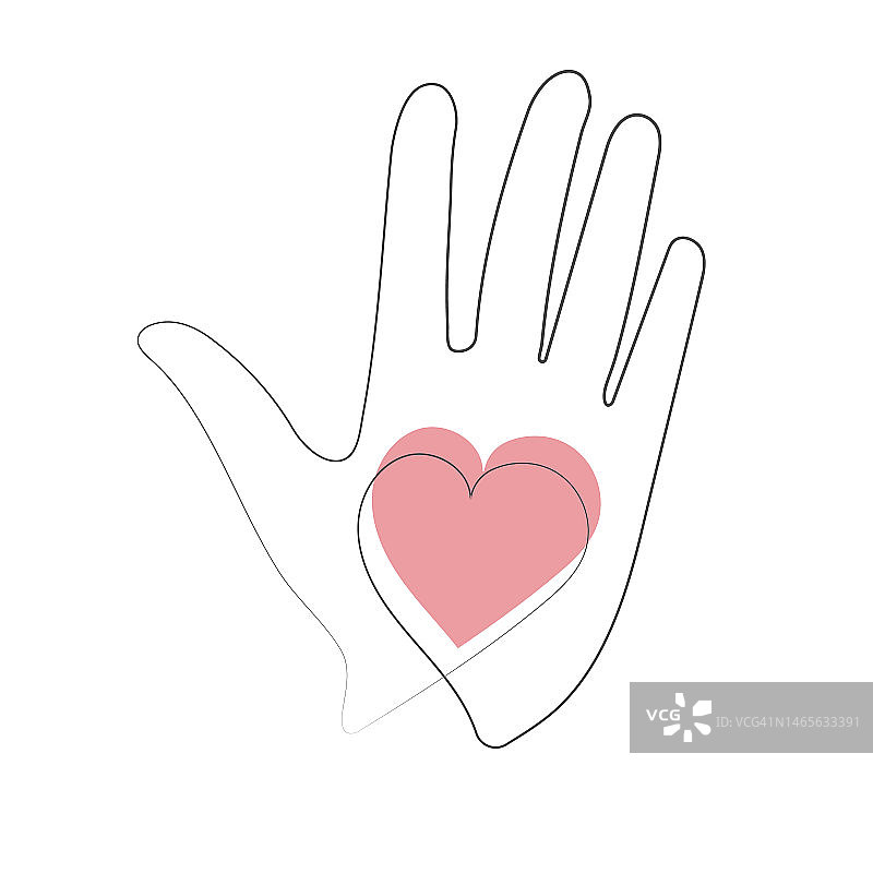 全国志愿月四月，图标，志愿者的手与心的图标。志愿服务的概念图片素材