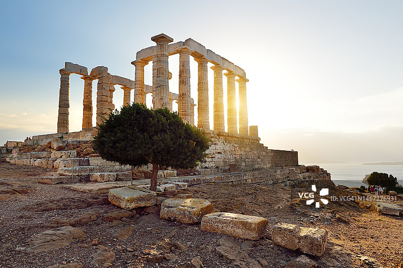 位于索尼翁角的古希腊波塞冬神庙，是雅典黄金时代的主要遗迹之一。图片素材