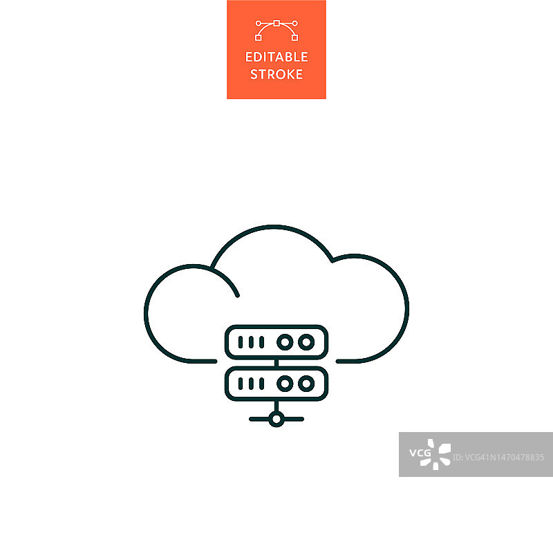 具有可编辑笔画的云服务器行图标。Icon适用于网页设计、移动应用、UI、UX和GUI设计。图片素材