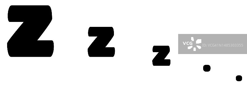 Zzz睡眠打鼾文本矢量图标隔离在白色背景。图片素材