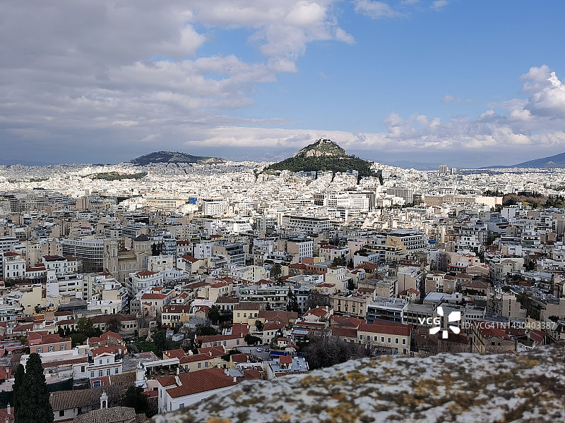 雅典鸟瞰图，希腊，雅典图片素材