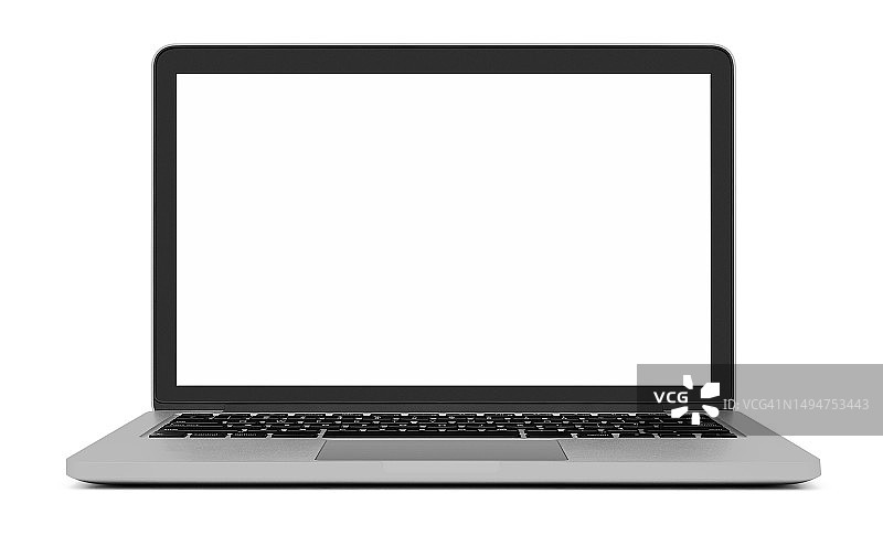 笔记本电脑的空白屏幕上的白色图片素材