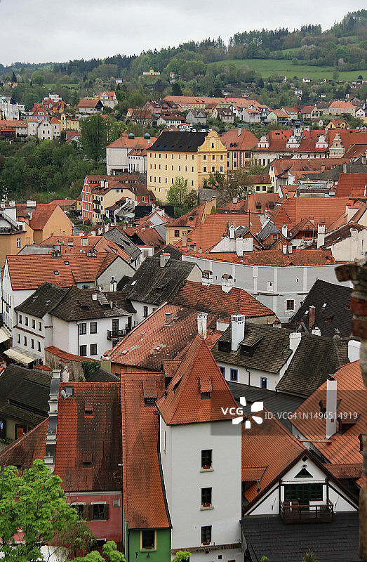 捷克共和国历史悠久的克鲁姆洛夫小镇图片素材