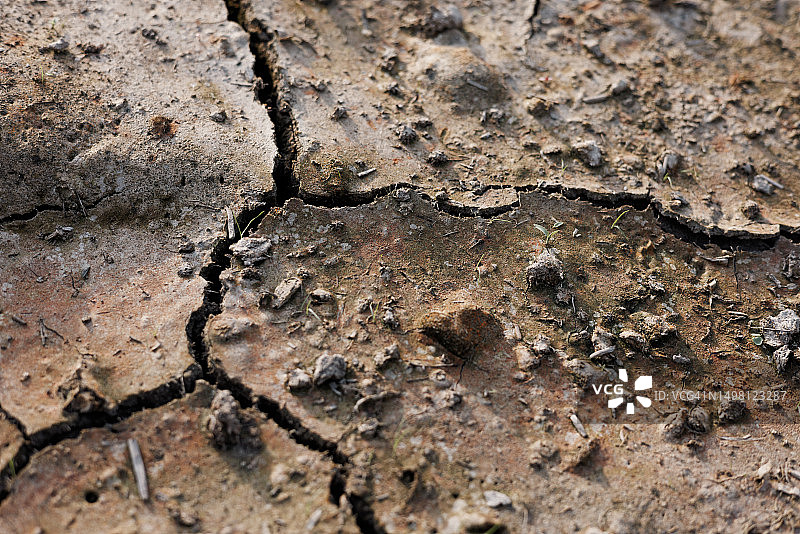 质地与干燥和开裂的土壤。图片素材