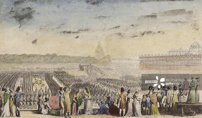 假日在迈广场，1815年，法国，历史，数字修复复制从一个19世纪的原始图片素材